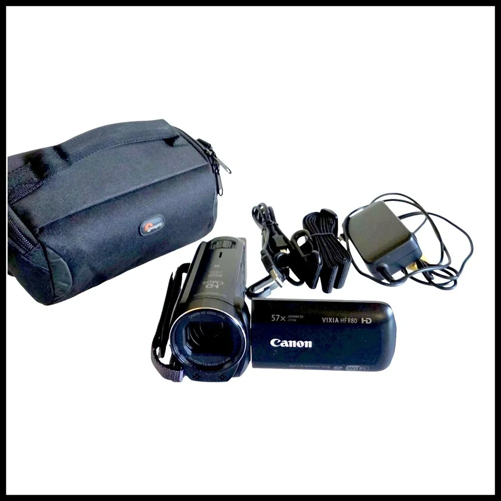 Canon Vixia HF R80 16 GB Camcorder - Black Bundle 32GB Card Charger Cable